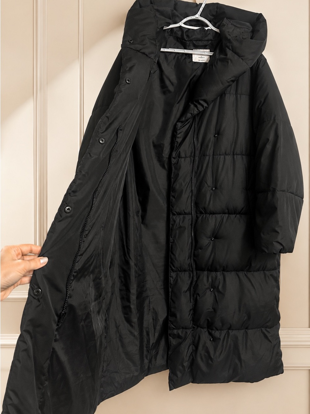 NEW WITHOUT TAGS Old Navy Black Long Hooded Puffer Coat